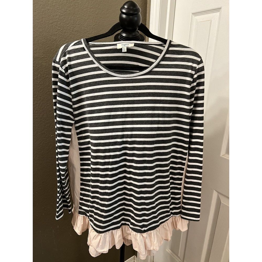 HAYDEN LOS ANGELES top SIZE Medium Gray White Stripe Pink